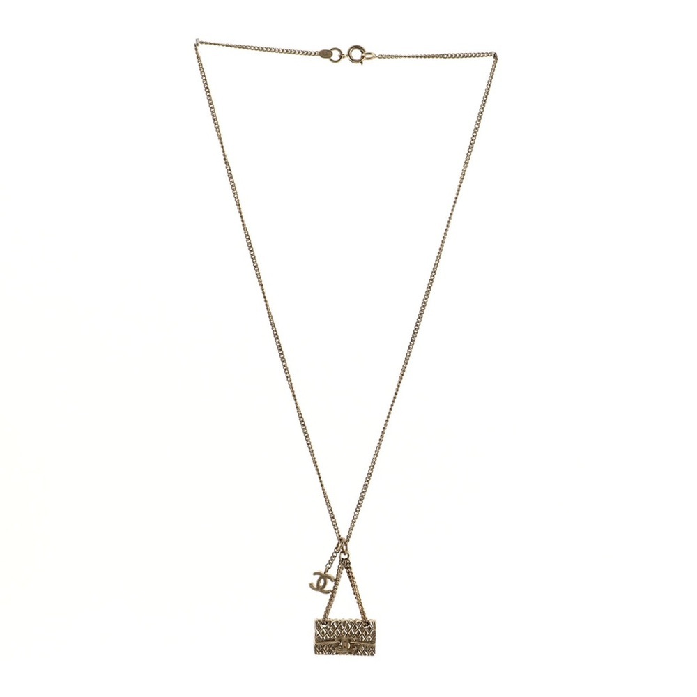 CHANEL Matelasse Bag Purse Pendant Necklace Gold Plated Used GHW 15” Chain O/S - Picture 7 of 7